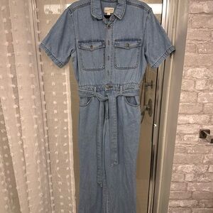 Denim Short Sleeve Jumpsuit